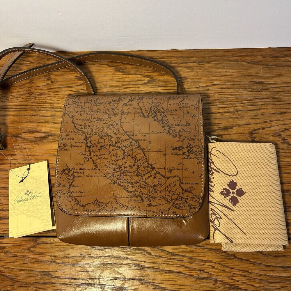 Patricia Nash Granada Leather Crossbody Purse Signature‎ Map Design Dust Bag NWT